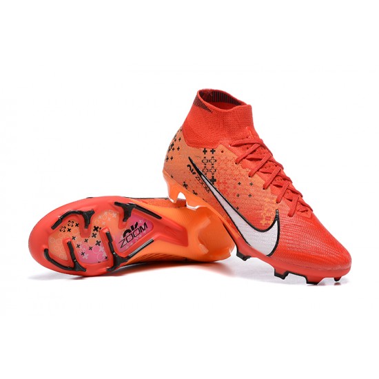 Nike Air Zoom Mercurial Superfly IX Elite FG High Orange Black White Women/Men Football Boots