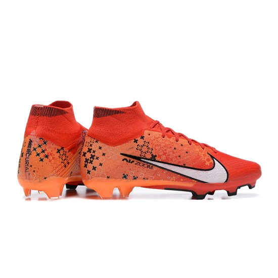 Nike Air Zoom Mercurial Superfly IX Elite FG High Orange Black White Women/Men Football Boots