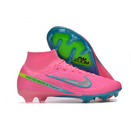 Nike Air Zoom Mercurial Superfly IX Elite FG High Pink Turqoise Women/Men Football Boots