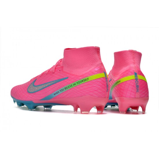 Nike Air Zoom Mercurial Superfly IX Elite FG High Pink Turqoise Women/Men Football Boots