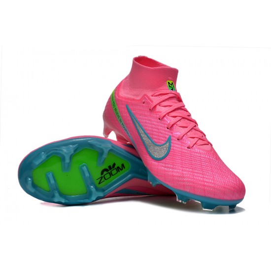 Nike Air Zoom Mercurial Superfly IX Elite FG High Pink Turqoise Women/Men Football Boots