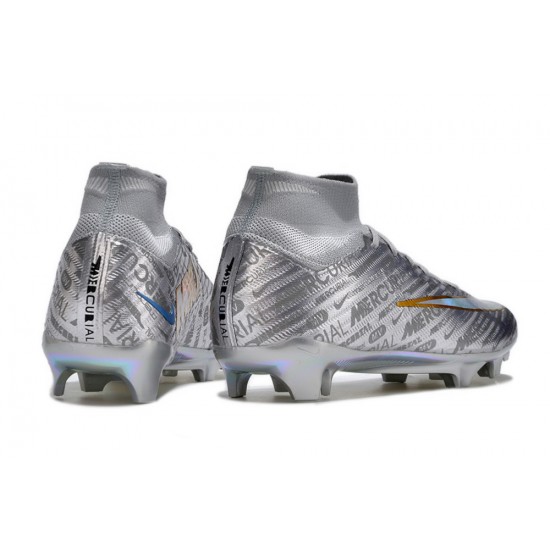 Nike Air Zoom Mercurial Superfly IX Elite FG High Silver Gold Women/Men Football Boots