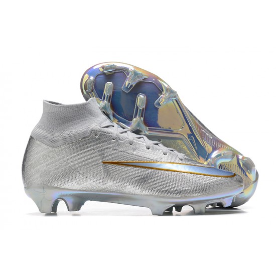 Nike Air Zoom Mercurial Superfly IX Elite FG High Silver Women/Men Football Boots