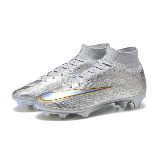 Nike Air Zoom Mercurial Superfly IX Elite FG High Silver Women/Men Football Boots