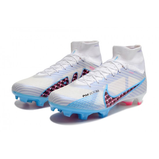 Nike Air Zoom Mercurial Superfly IX Elite FG High White Blue Pink Women/Men Football Boots