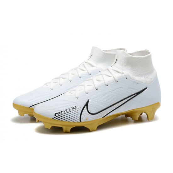 Nike Air Zoom Mercurial Superfly IX Elite FG High White Gold Women/Men Football Boots