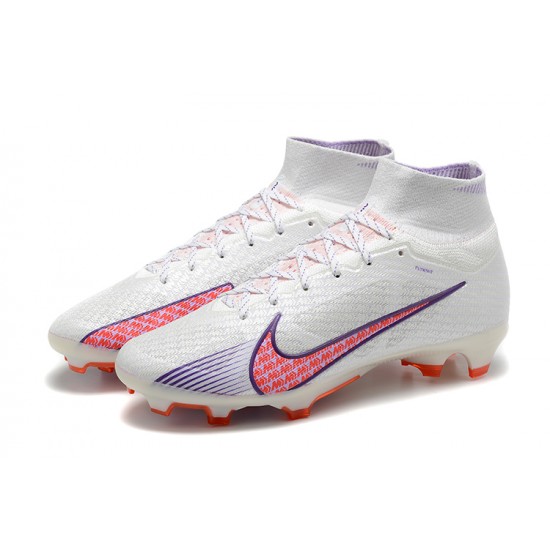 Nike Air Zoom Mercurial Superfly IX Elite FG High White Mauve Women/Men Football Boots