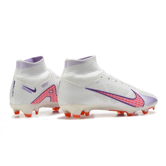 Nike Air Zoom Mercurial Superfly IX Elite FG High White Mauve Women/Men Football Boots