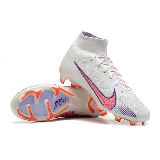 Nike Air Zoom Mercurial Superfly IX Elite FG High White Mauve Women/Men Football Boots