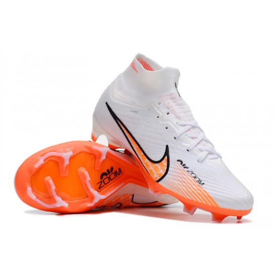 Nike Air Zoom Mercurial Superfly IX Elite FG High White Orange Women/Men Football Boots