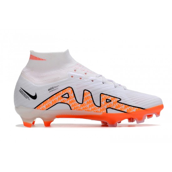 Nike Air Zoom Mercurial Superfly IX Elite FG High White Orange Women/Men Football Boots