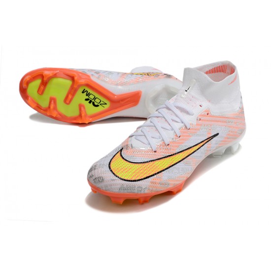 Nike Air Zoom Mercurial Superfly IX Elite FG High White Orange Yellow Women/Men Football Boots