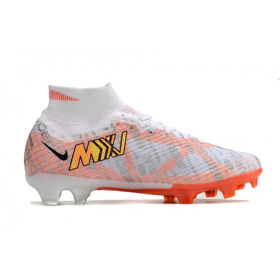 Nike Air Zoom Mercurial Superfly IX Elite FG High White Orange Yellow Women/Men Football Boots