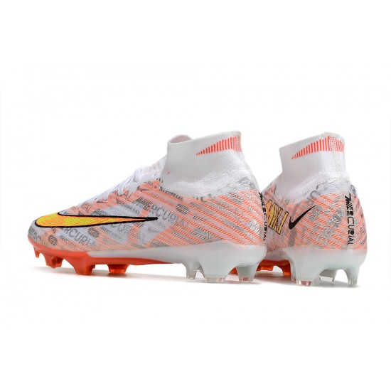 Nike Air Zoom Mercurial Superfly IX Elite FG High White Orange Yellow Women/Men Football Boots