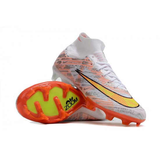 Nike Air Zoom Mercurial Superfly IX Elite FG High White Orange Yellow Women/Men Football Boots