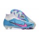 Nike Air Zoom Mercurial Superfly IX Elite FG High White Pink Blue Men Football Boots