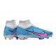 Nike Air Zoom Mercurial Superfly IX Elite FG High White Pink Blue Men Football Boots