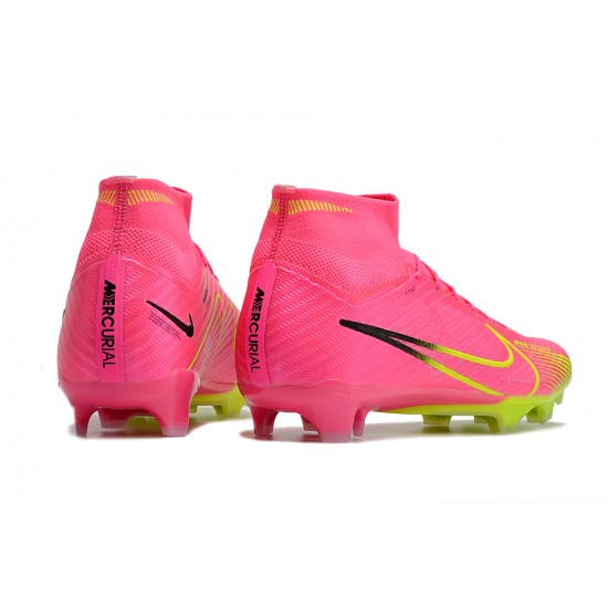 Nike Air Zoom Mercurial Superfly IX Elite FG High Yellow Pink Women/Men Football Boots