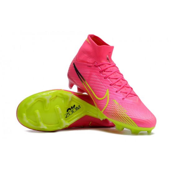 Nike Air Zoom Mercurial Superfly IX Elite FG High Yellow Pink Women/Men Football Boots