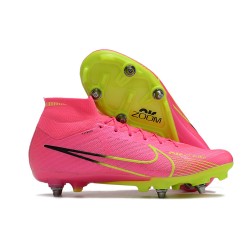 Nike Air Zoom Mercurial Superfly IX Elite SG High Pink Green Men Football Boots