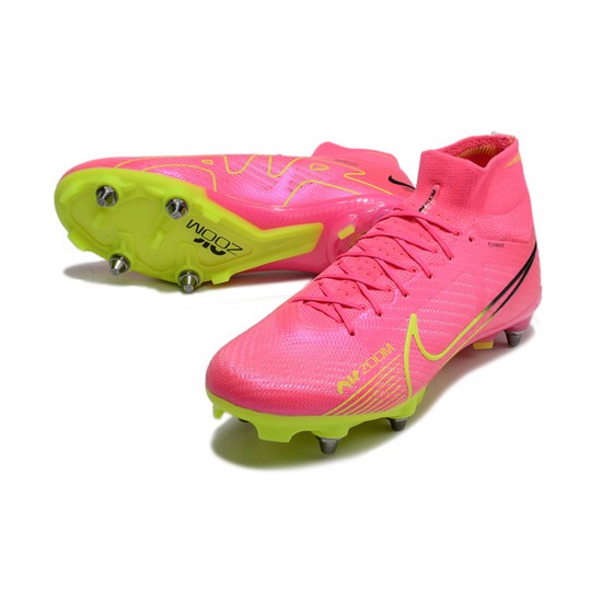 Nike Air Zoom Mercurial Superfly IX Elite SG High Pink Green Men Football Boots