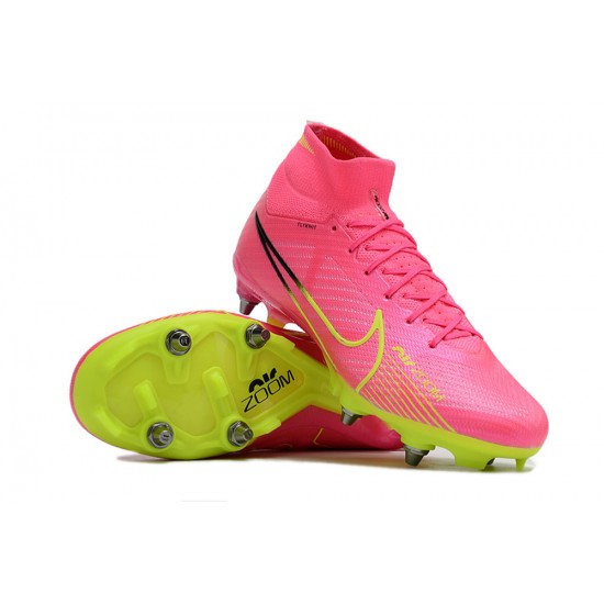 Nike Air Zoom Mercurial Superfly IX Elite SG High Pink Green Men Football Boots