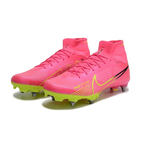 Nike Air Zoom Mercurial Superfly IX Elite SG High Pink Green Men Football Boots