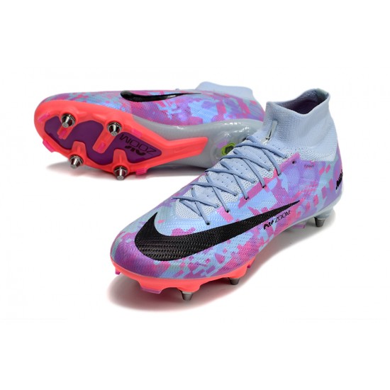 Nike Air Zoom Mercurial Superfly IX Elite SG High Purple Grey Men Football Boots