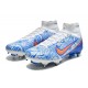 Nike Air Zoom Mercurial Superfly IX Elite SG High White Blue Men Football Boots
