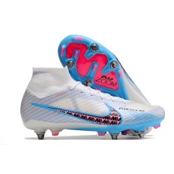 Nike Air Zoom Mercurial Superfly IX Elite SG High White Blue Pink Men Football Boots