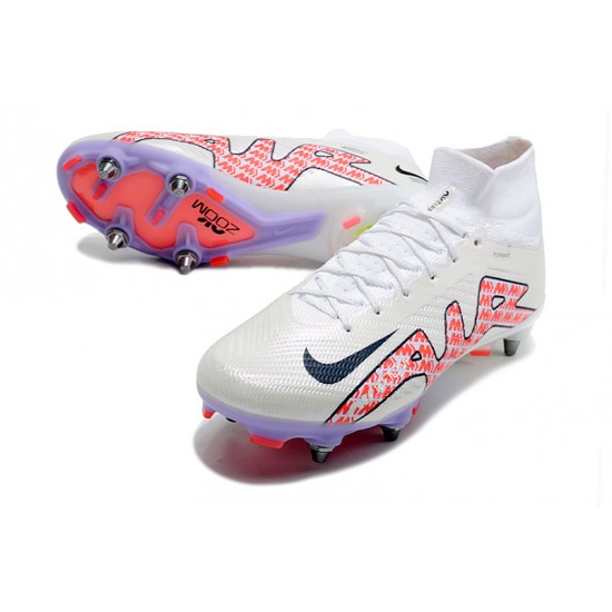 Nike Air Zoom Mercurial Superfly IX Elite SG High White Purple Men Football Boots