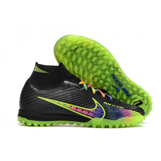 Nike Air Zoom Mercurial Superfly IX Elite TF High Black Green Women/Men Football Boots