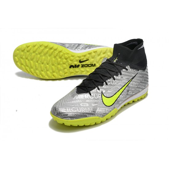 Nike Air Zoom Mercurial Superfly IX Elite TF High Black Grey Yellow Women/Men Football Boots