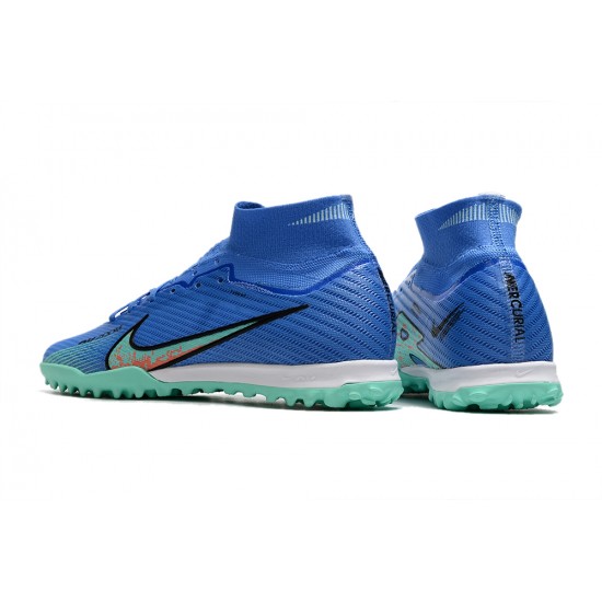 Nike Air Zoom Mercurial Superfly IX Elite TF High Blue Turqoise Women/Men Football Boots