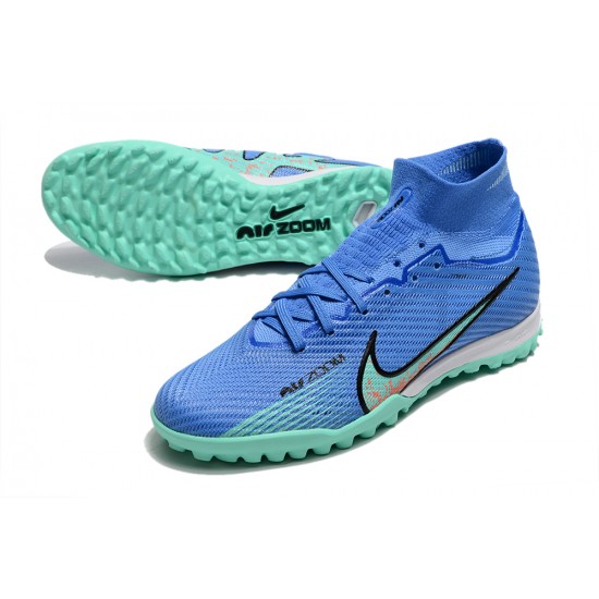 Nike Air Zoom Mercurial Superfly IX Elite TF High Blue Turqoise Women/Men Football Boots