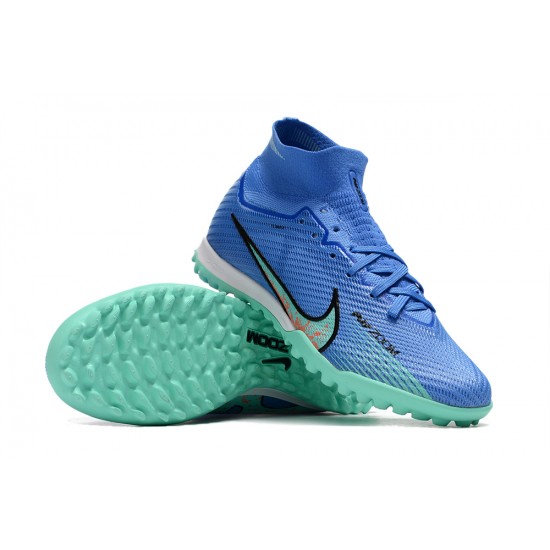 Nike Air Zoom Mercurial Superfly IX Elite TF High Blue Turqoise Women/Men Football Boots