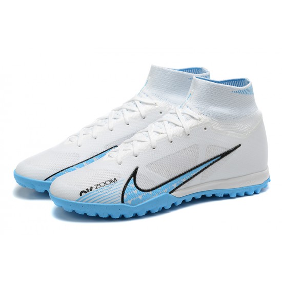 Nike Air Zoom Mercurial Superfly IX Elite TF High Blue White Men Football Boots