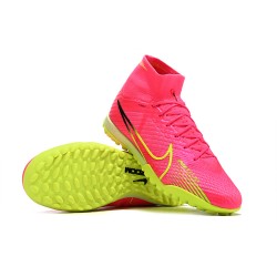 Nike Air Zoom Mercurial Superfly IX Elite TF High Pink Yellow Women/Men Football Boots