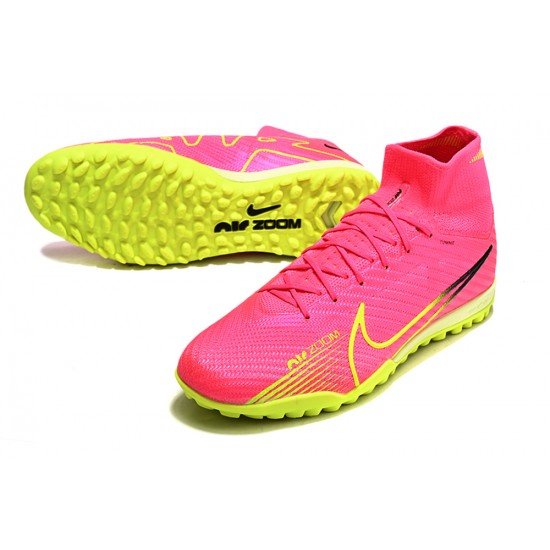 Nike Air Zoom Mercurial Superfly IX Elite TF High Pink Yellow Women/Men Football Boots