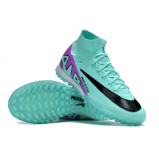 Nike Air Zoom Mercurial Superfly IX Elite TF High Purple Turqoise Women/Men Football Boots