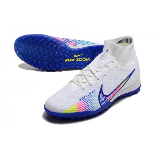 Nike Air Zoom Mercurial Superfly IX Elite TF High White Blue Women/Men Football Boots