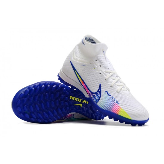 Nike Air Zoom Mercurial Superfly IX Elite TF High White Blue Women/Men Football Boots