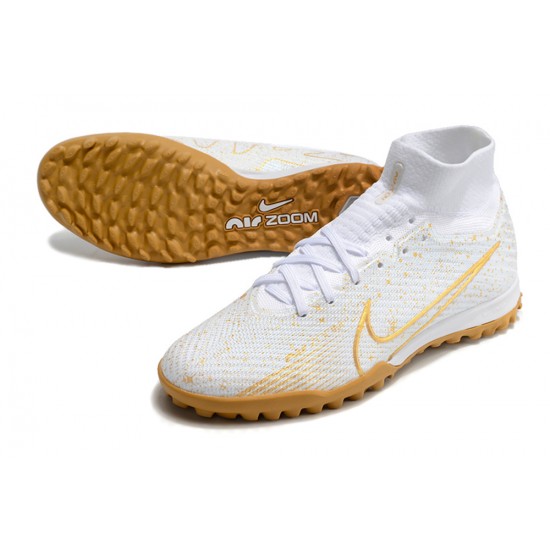 Nike Air Zoom Mercurial Superfly IX Elite TF High White Brown Women/Men Football Boots