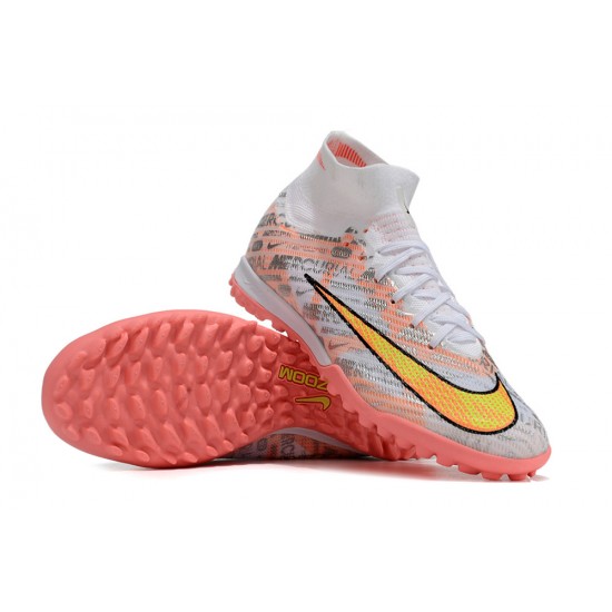 Nike Air Zoom Mercurial Superfly IX Elite TF High White Orange Yellow Women/Men Football Boots