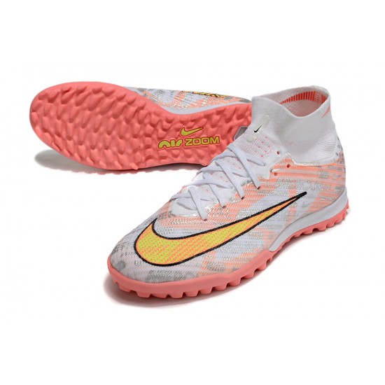 Nike Air Zoom Mercurial Superfly IX Elite TF High White Orange Yellow Women/Men Football Boots