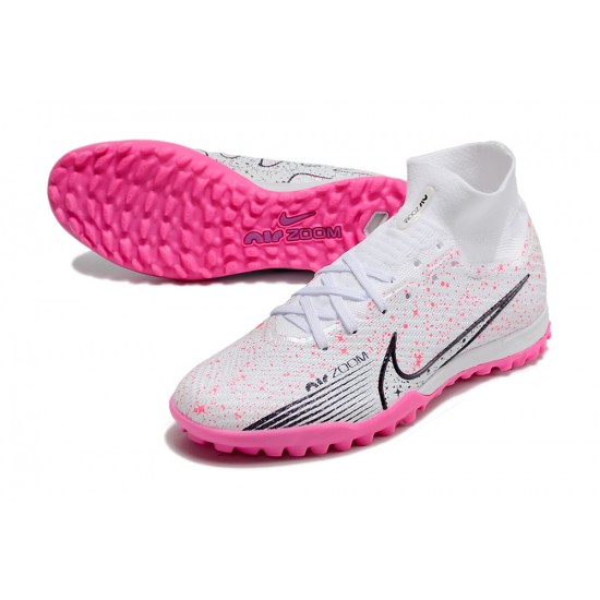 Nike Air Zoom Mercurial Superfly IX Elite TF High White Pink Women/Men Football Boots