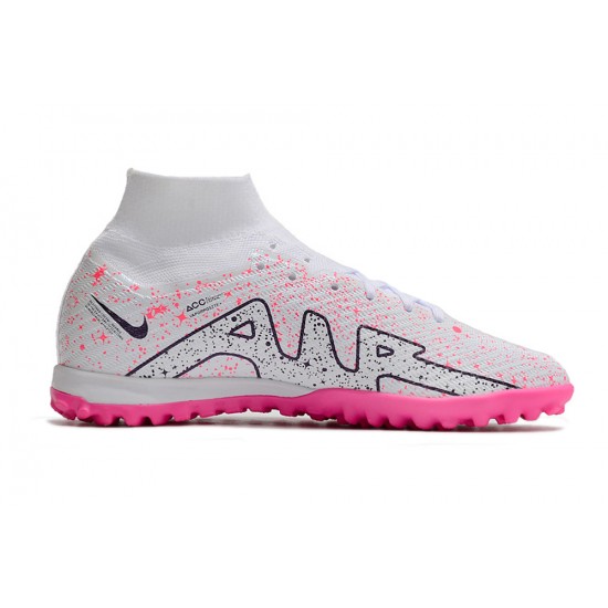 Nike Air Zoom Mercurial Superfly IX Elite TF High White Pink Women/Men Football Boots