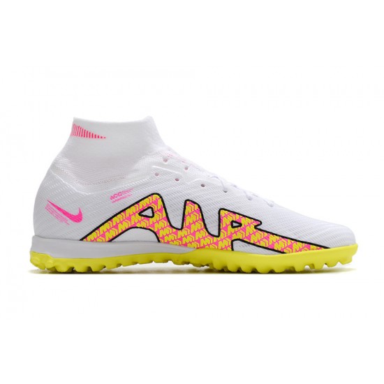 Nike Air Zoom Mercurial Superfly IX Elite TF High White Yellow Women/Men Football Boots