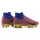 Nike Air Zoom Mercurial Superfly Ix Elite FG Blue Gold Pink Men High Football Cleats