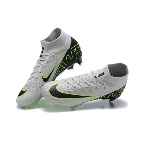 Nike Air Zoom Mercurial Superfly Ix Elite FG Gray Black Green Men High Football Cleats